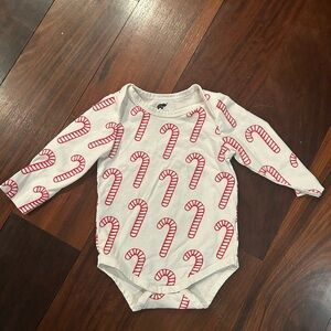 Monica + Andy Candy Cane Print 6-9 Month Onesie Christmas Holidays Winter Theme